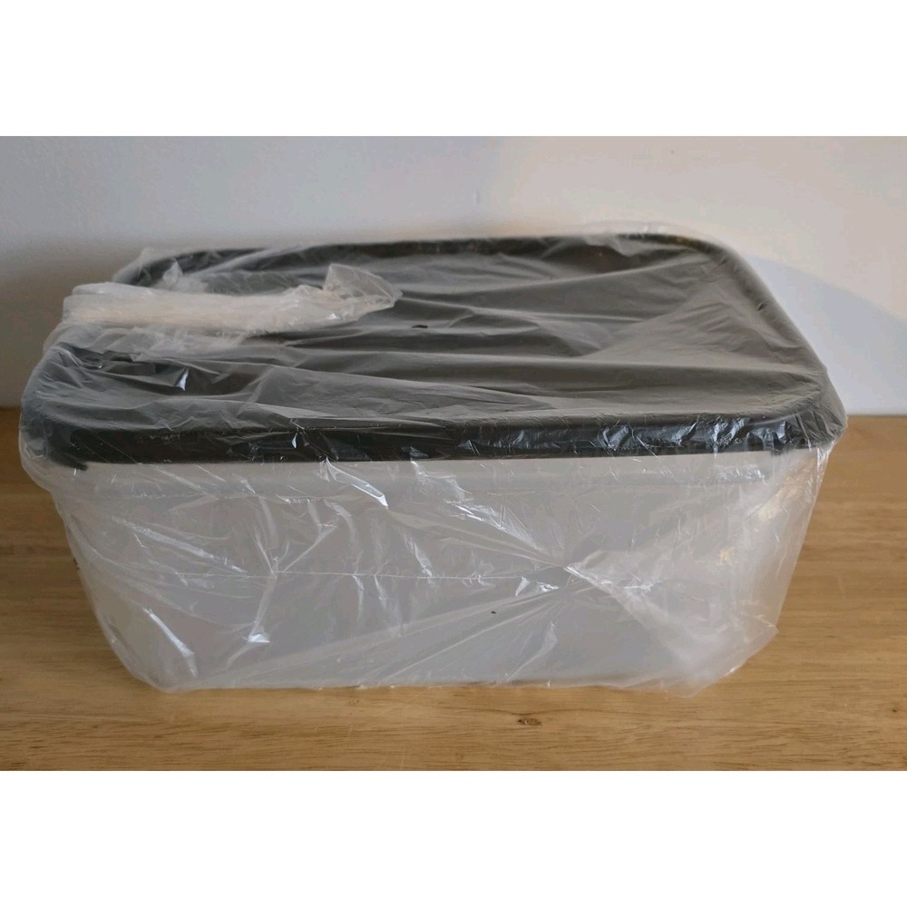 Tupperware Modular Mate #2 Clear Rectangular Container  18 C. 1609 Black Lid New